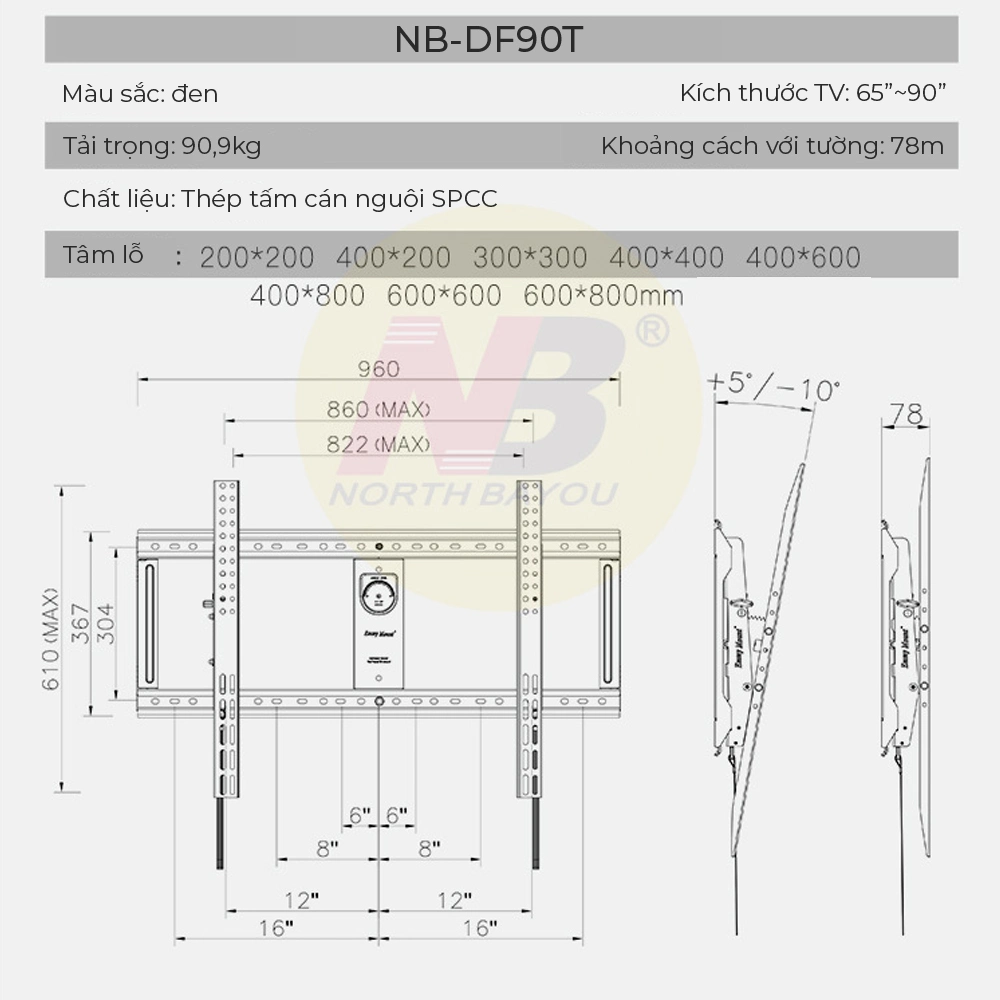 Giá Treo Tivi Nghiêng Gật Gù NB-DF90T 60-100 inch - ảnh 9