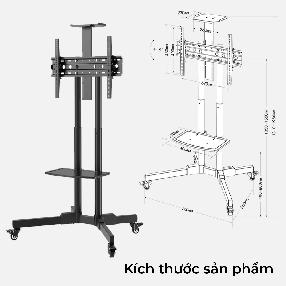 Giá Treo Tivi Di Động P1500 32-60 inch - ảnh 11