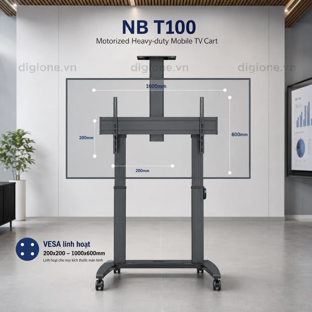 Giá Treo Tivi Di Động North Bayou NB T100 - 2 Motor TV 75-120 inch - ảnh 6