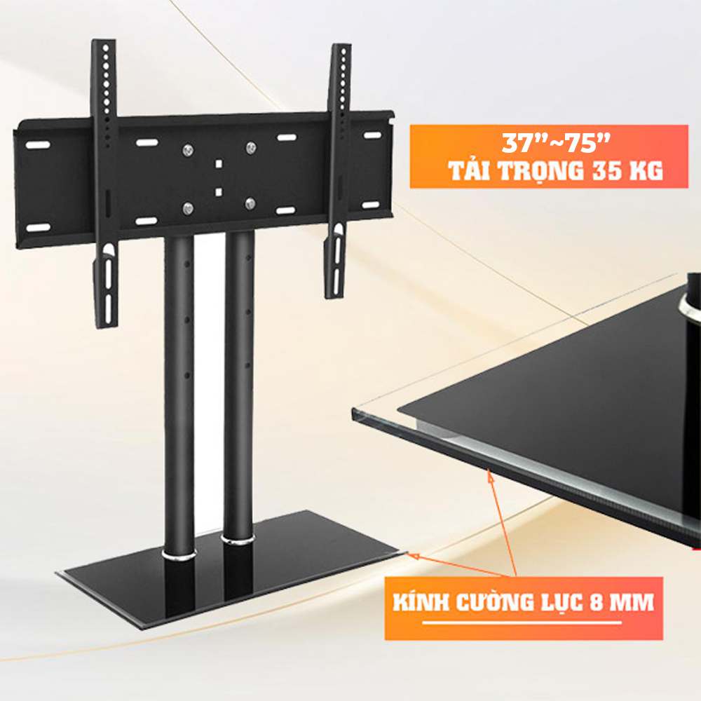 Giá Đỡ Tivi Để Bàn 37-75 inch - Kính Cường Lực (2 Cột) - ảnh 5