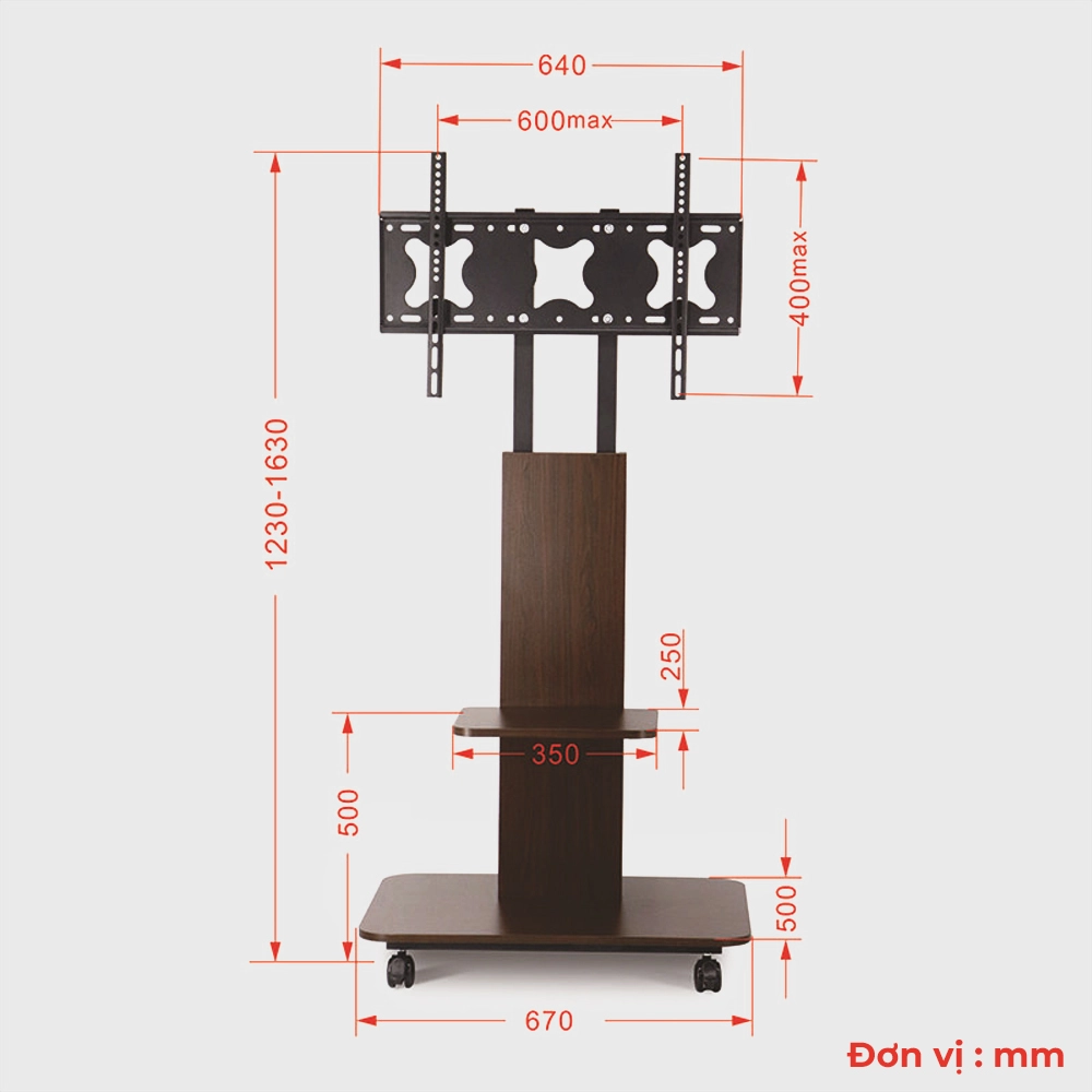 Kệ Treo Tivi Di Động Gỗ Y01 40-70 inch - ảnh 9