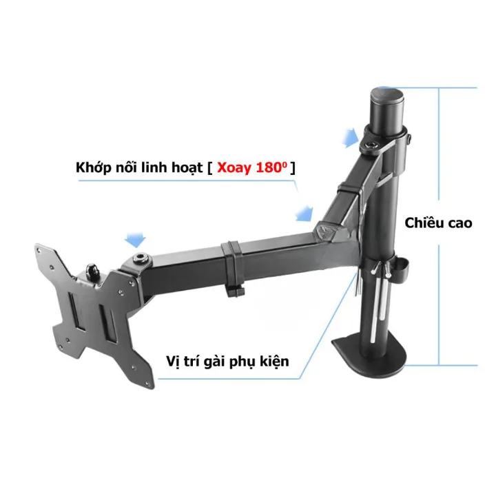 Giá Treo Màn Hình Máy Tính Kẹp Bàn M051 17-27 Inch - ảnh 4