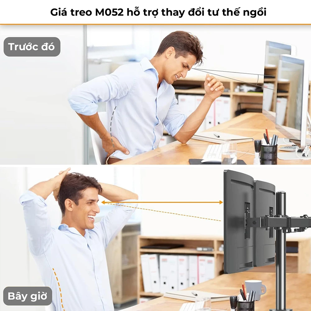 Giá Treo 2 Màn Hình Kẹp Bàn M052 (17-27 inch) - ảnh 10